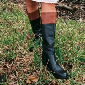 Franco Sarto Meyer 2 Leather Knee High Riding Boots Size 6 Wide Calf